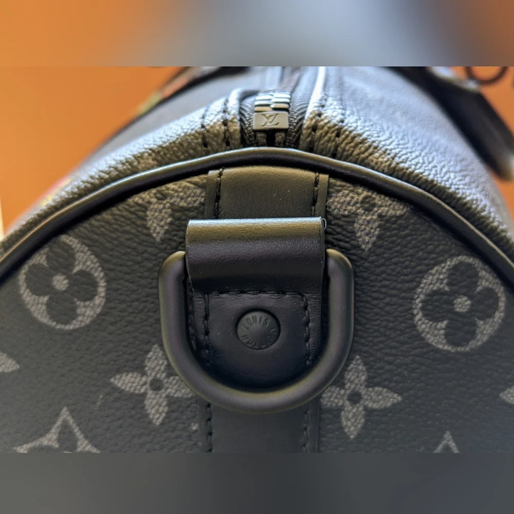 Louis Vuitton Monogram Eclipse Foliage Keepall Bandouliere 50